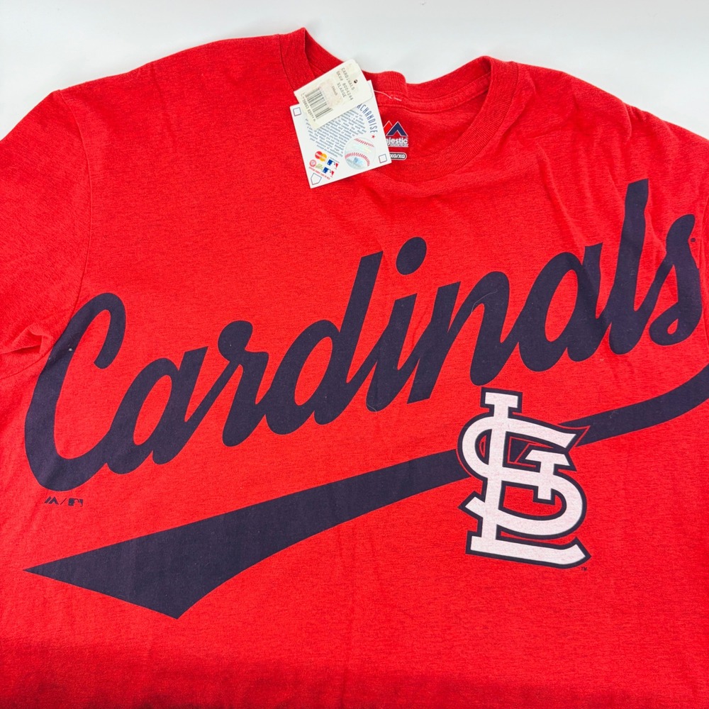 NEW Majestic St Louis Cardinals MLB Mens XL Graphic T-Shirt Red Baseball